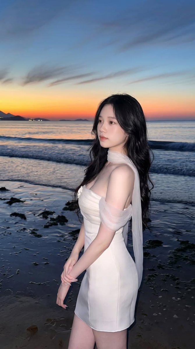 East Asian Woman Beach Portrait - AI image template preview