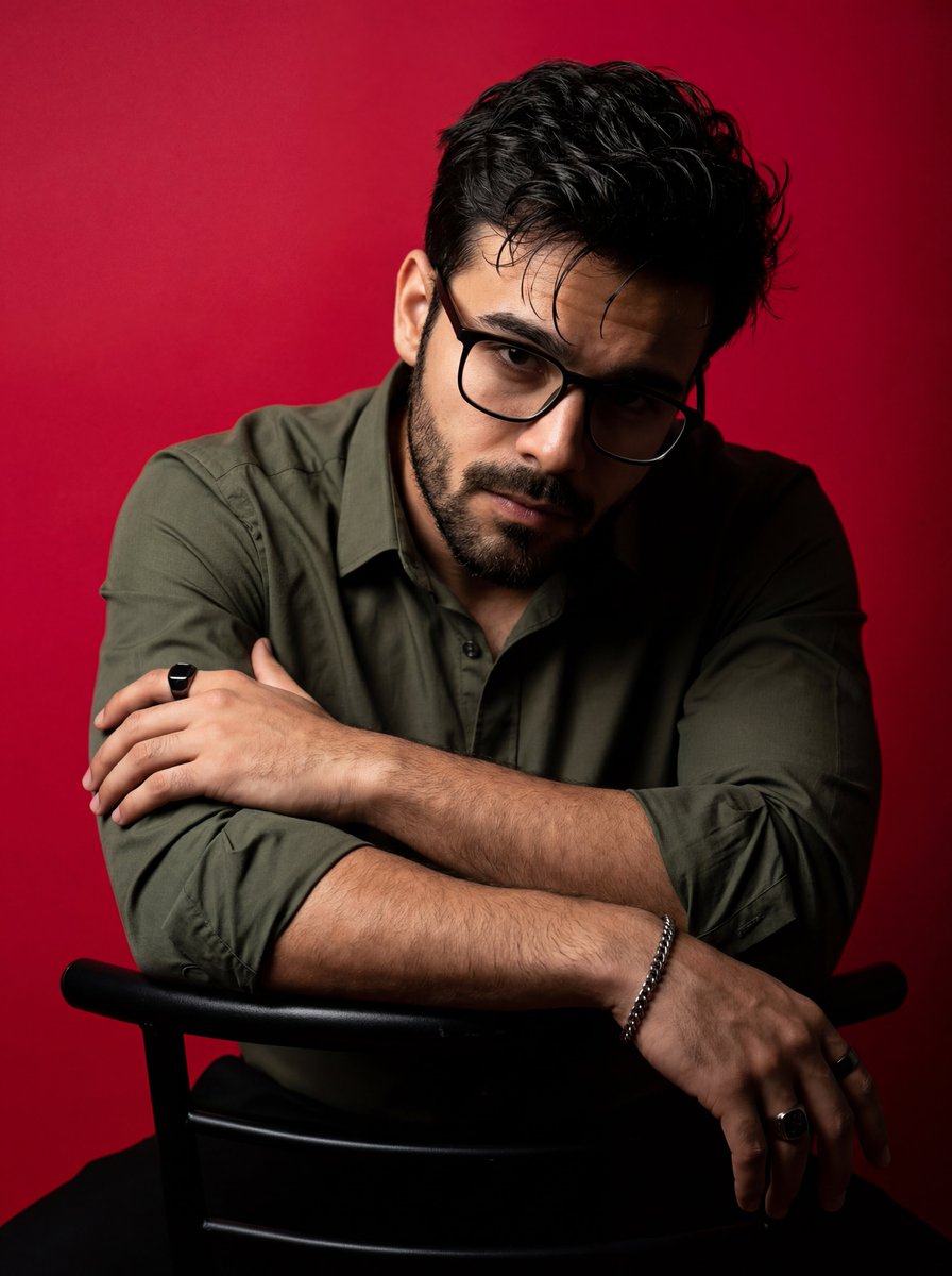 Dramatic High Contrast Studio Portrait - AI image template preview