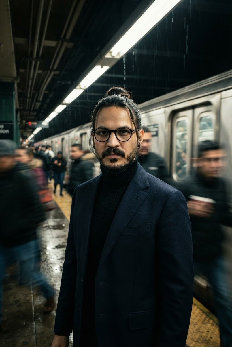 Cinematic Subway Platform Portrait - AI image template preview