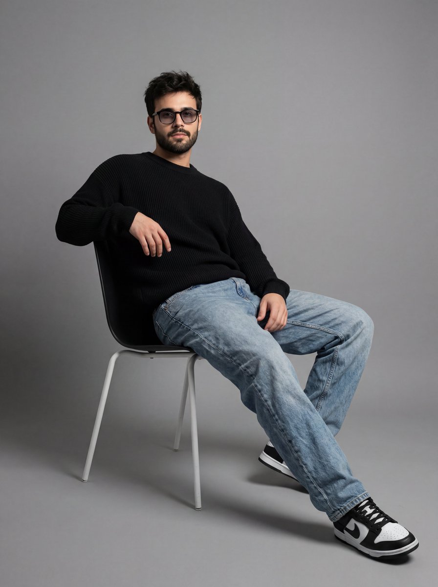 Minimalist Studio Portrait of a Young Man - AI image template preview