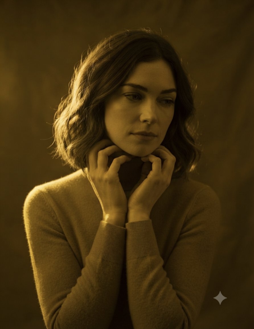 Monochromatic Golden Sepia Portrait - AI image template preview