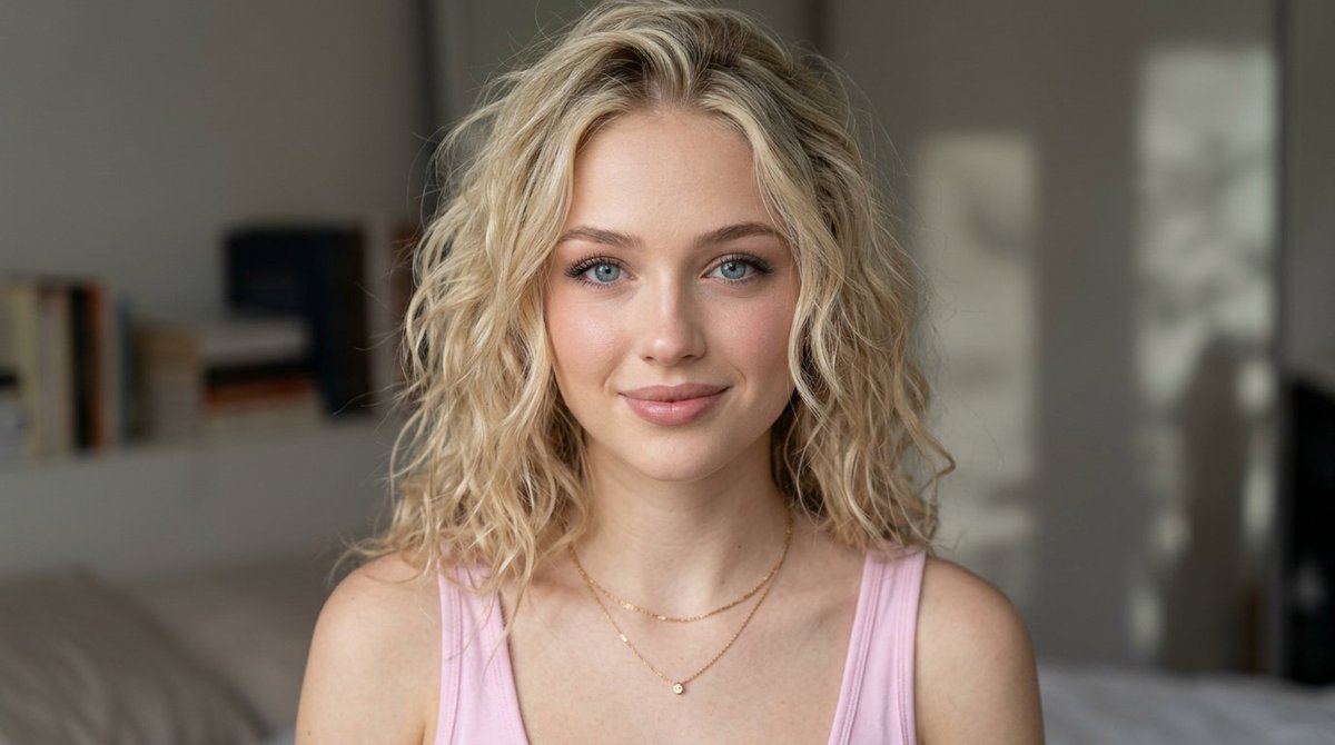 Young Woman in Pink Tank Top - AI image template preview