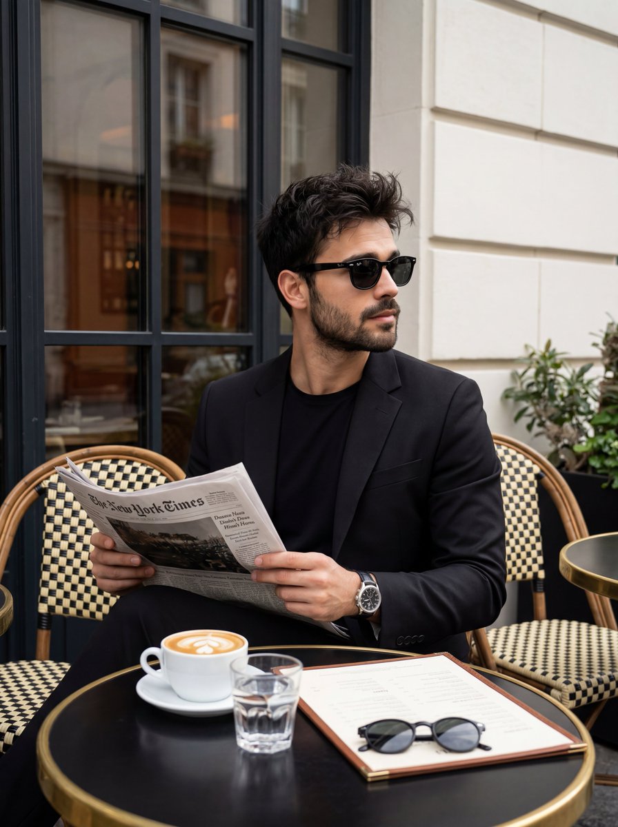 Parisian Cafe Editorial Portrait - AI image template preview