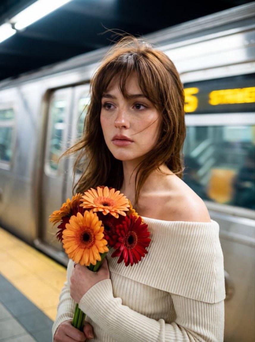 Subway Platform Cinematic Portrait - AI image template preview