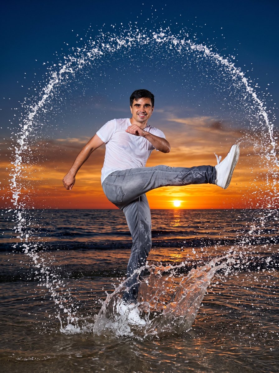 Circular Water Splash Action Photo - AI image template preview
