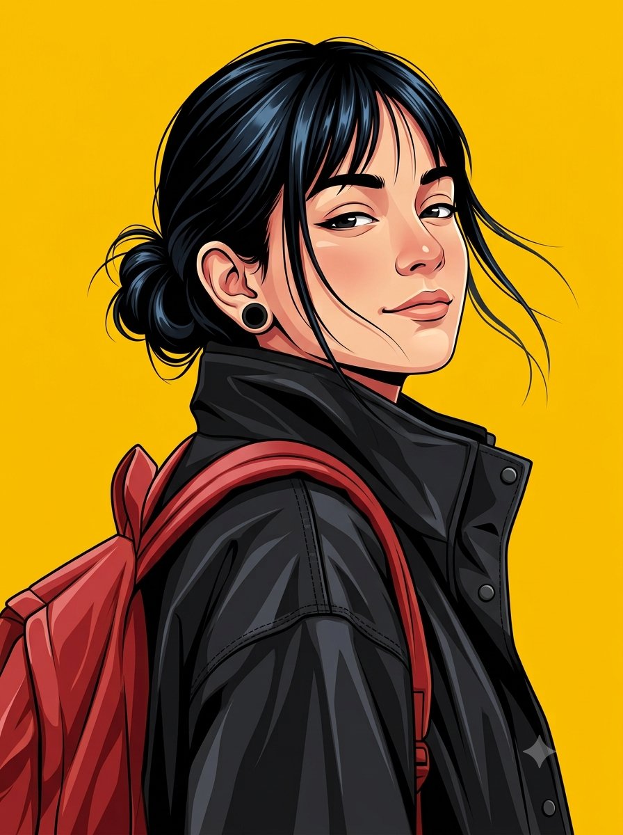 Kerala Woman Anime Vector Illustration - AI image template preview