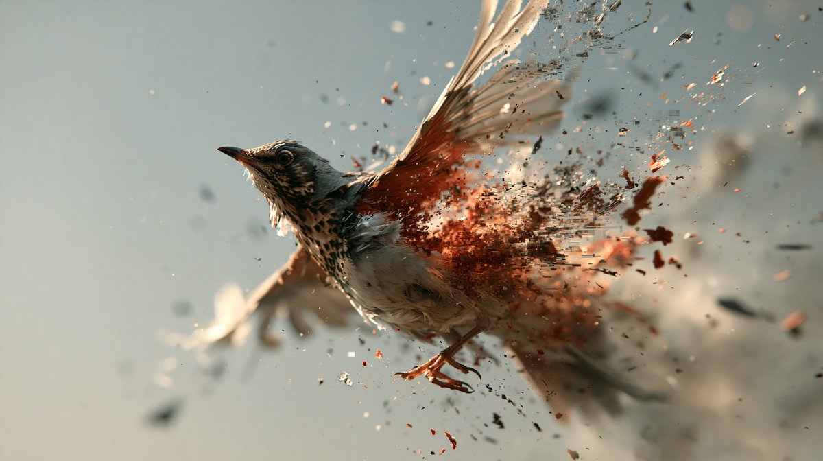 Glitch Art Song Thrush - AI image template preview