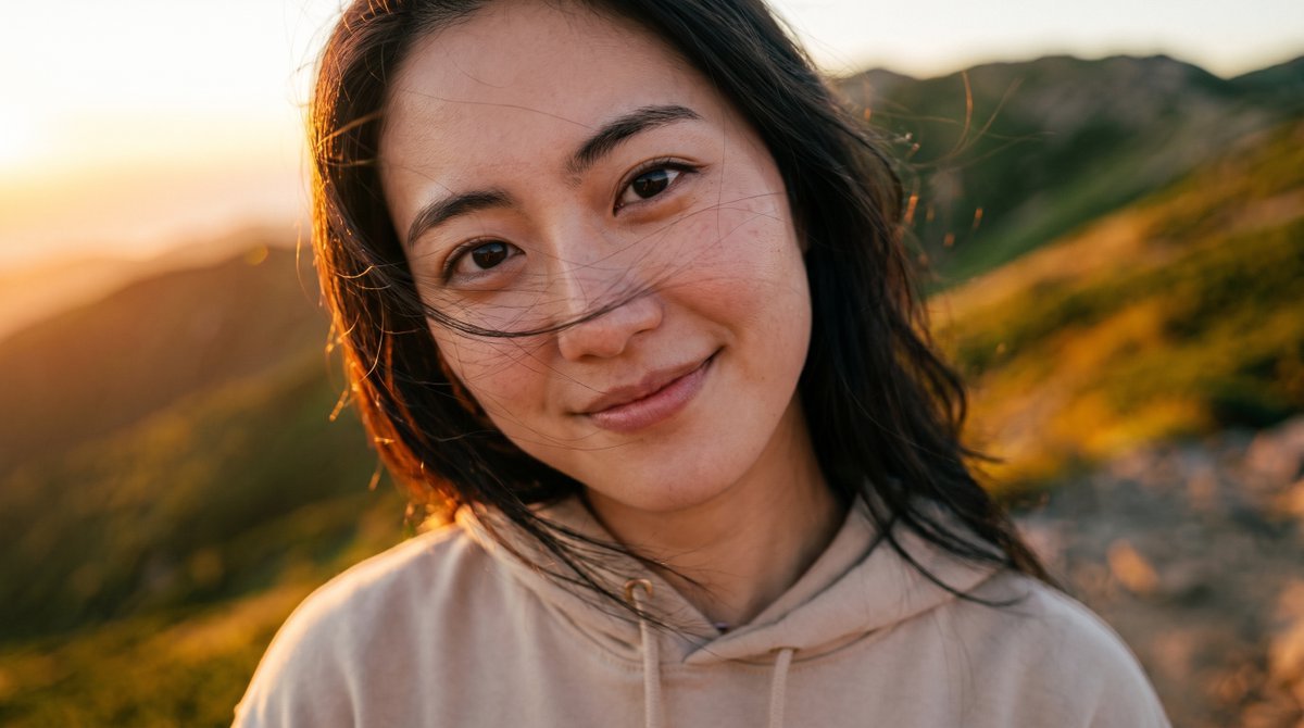 Candid Sunrise Mountain Portrait - AI image template preview