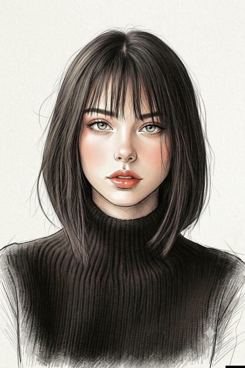 Handcrafted Fashion Graphite Sketch - AI image template preview