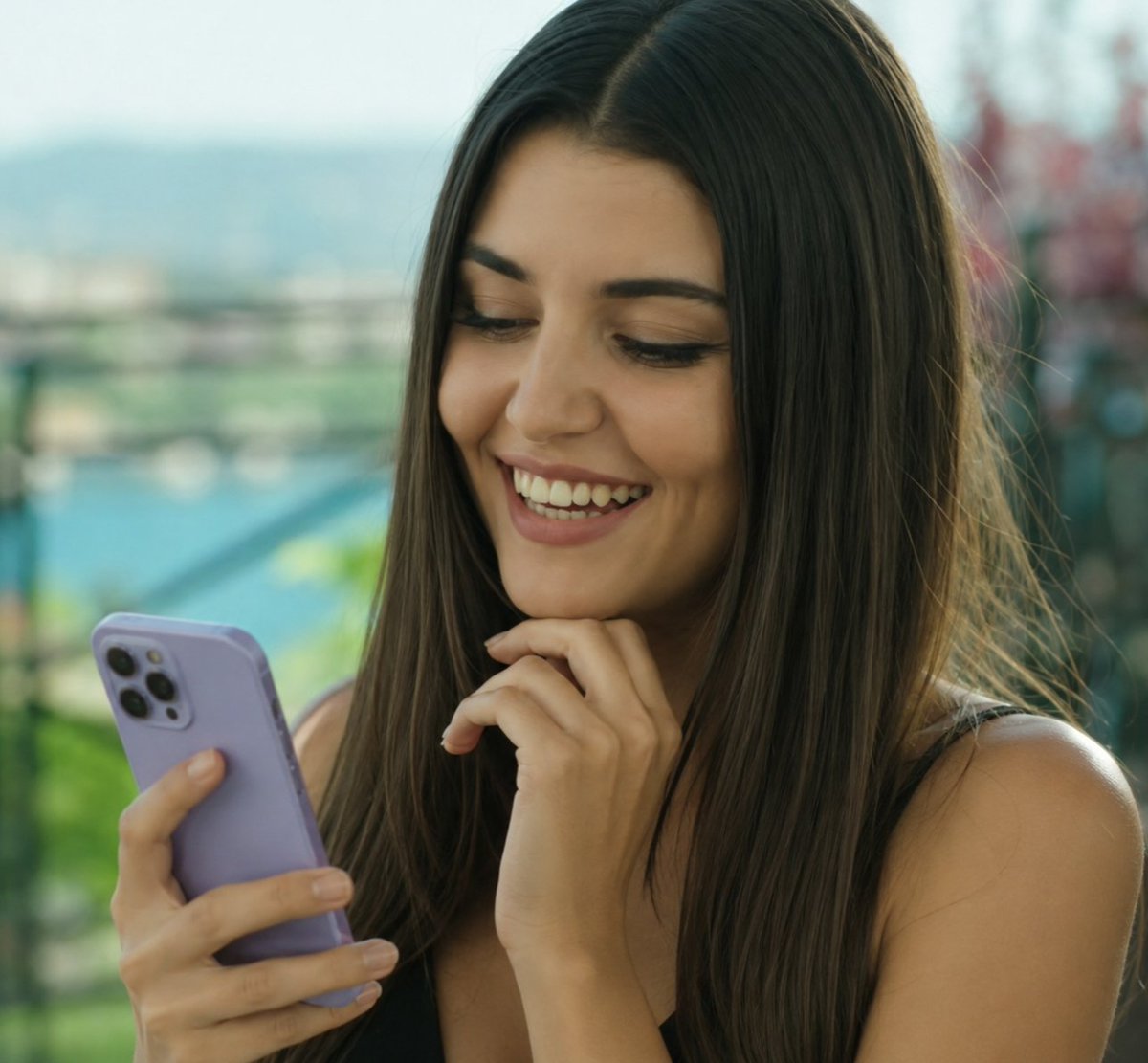 Realistic Portrait of Woman Outdoors - AI image template preview