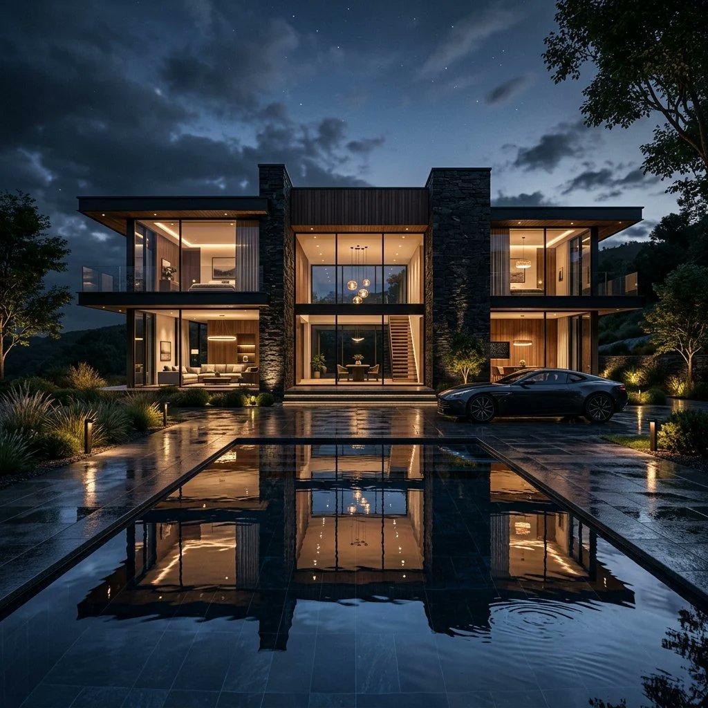 Modern Luxury Mansion Architecture - AI image template preview