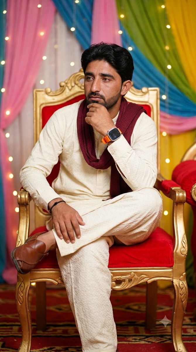 Pensive South Asian Man Portrait - AI image template preview