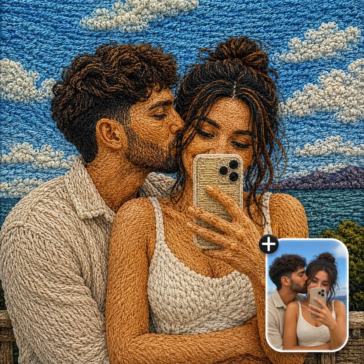 Handcrafted Embroidery Textile Effect - AI image template preview