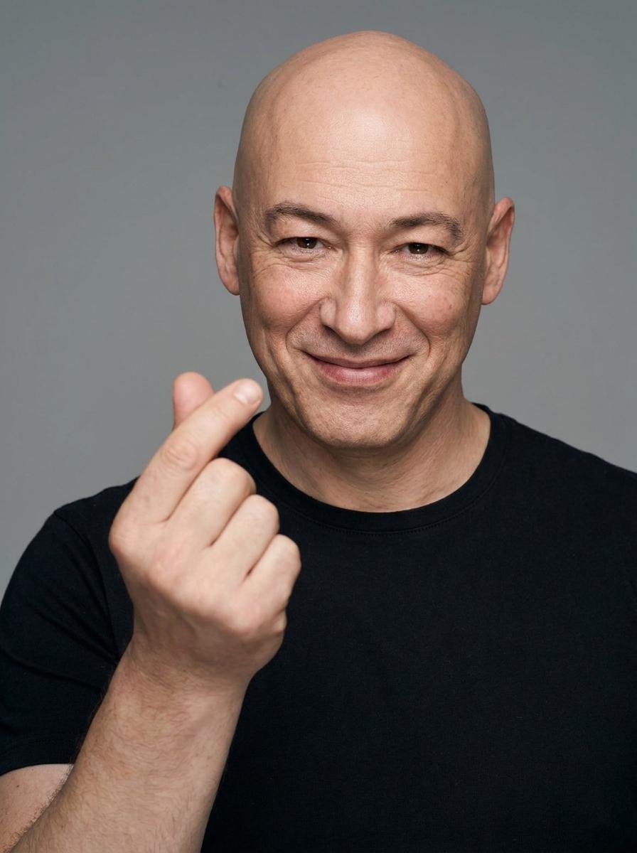 Studio Portrait with Finger Heart Gesture - AI image template preview