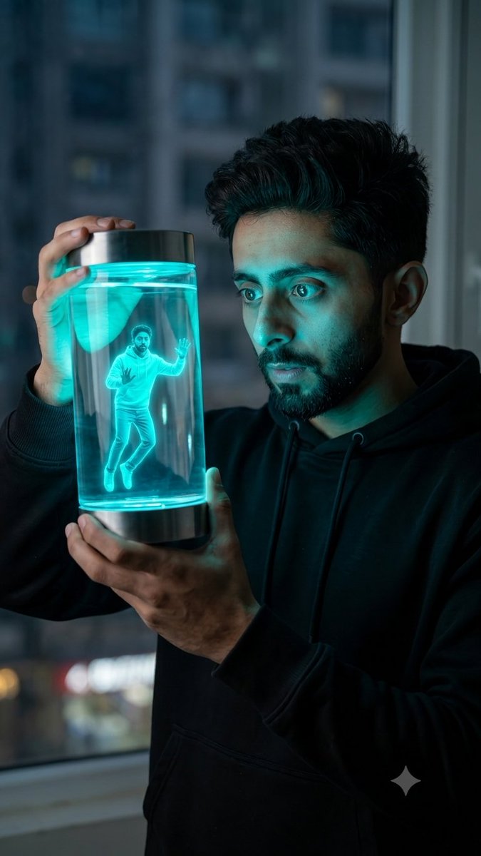 Cinematic Chiaroscuro Man with Miniature Self - AI image template preview