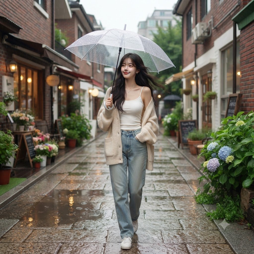 Seoul Rainy Day Lookbook - AI image template preview
