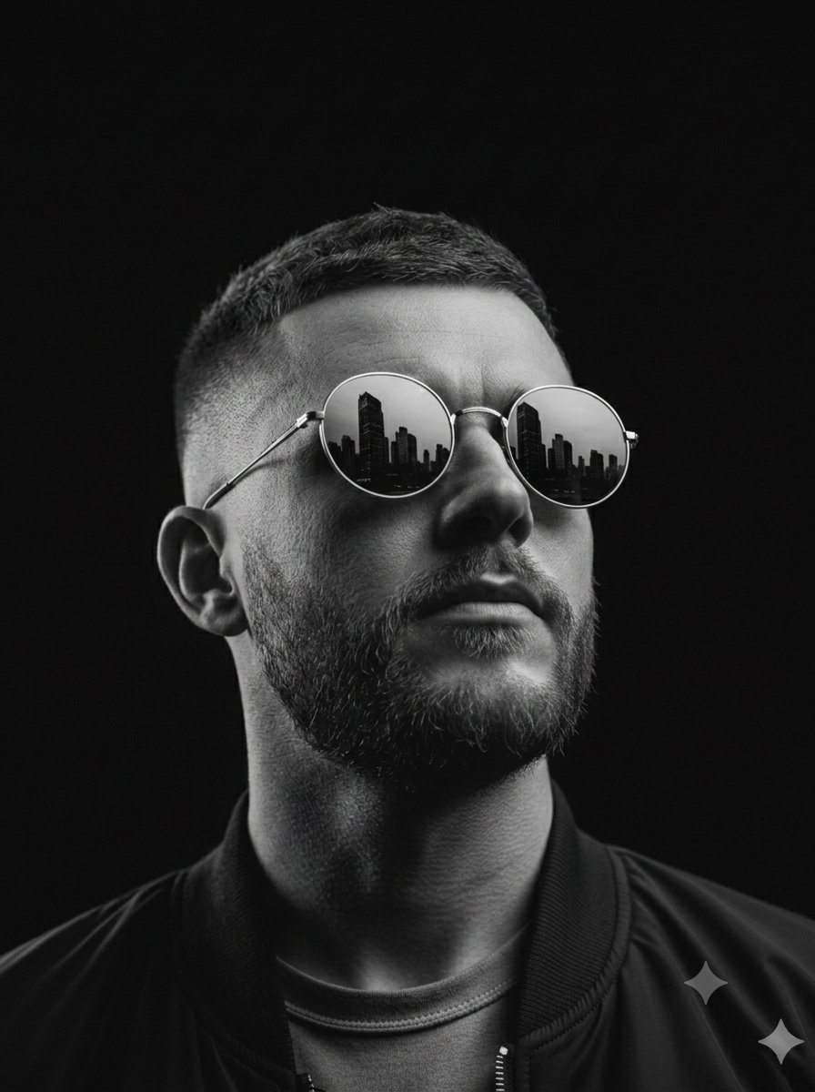 Black and White Studio Portrait - AI image template preview