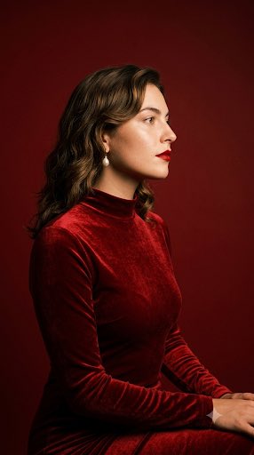 Crimson Velvet Studio Portrait - AI image template preview