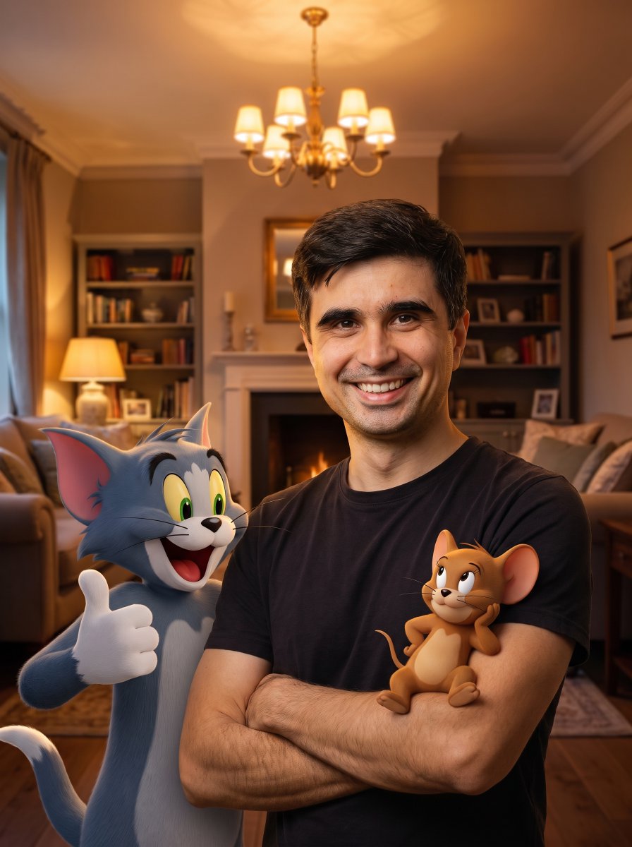 Hybrid Live-Action and Cartoon Portrait - AI image template preview