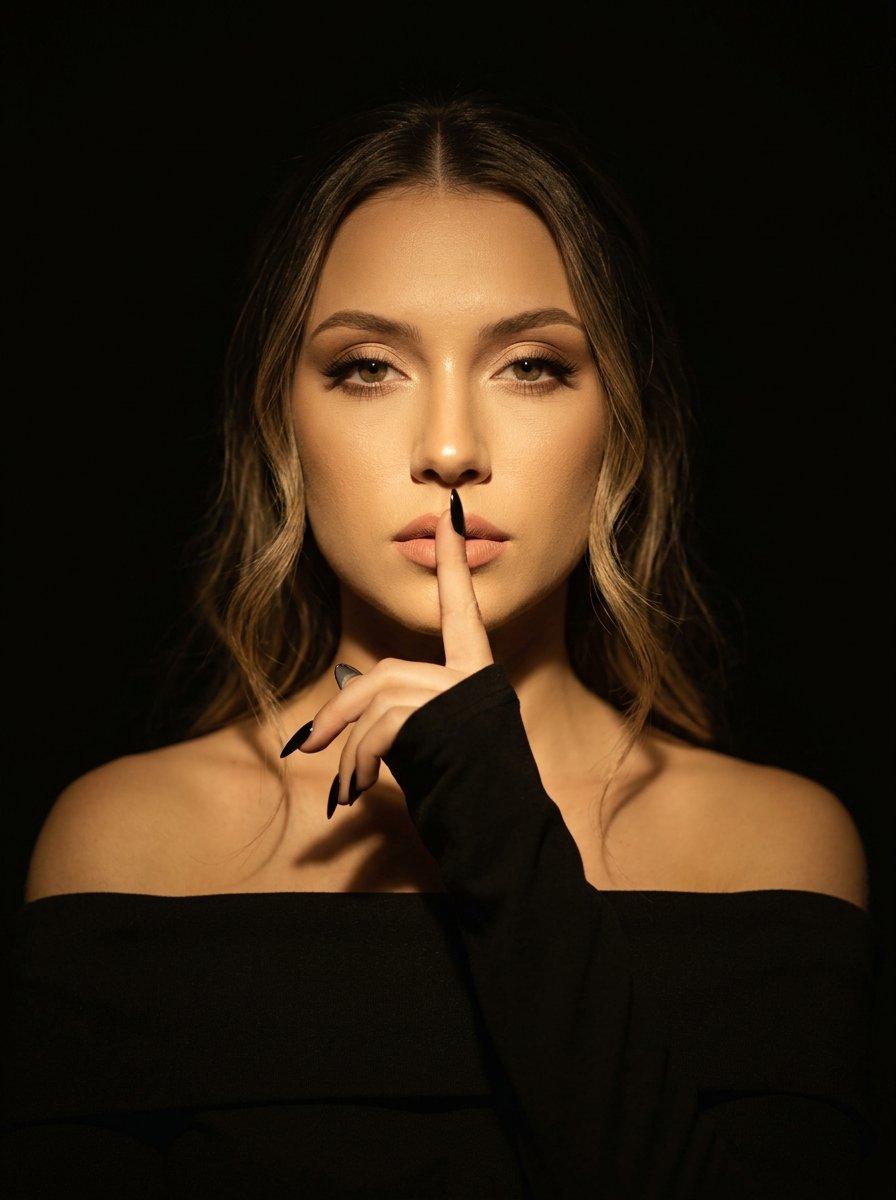 Cinematic Dark Studio Silence Portrait - AI image template preview
