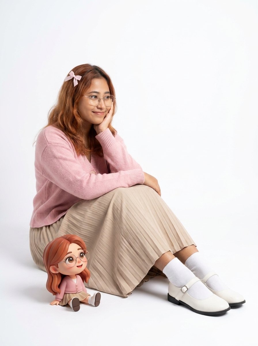 Interactive Subject and Chibi Doll Portrait - AI image template preview