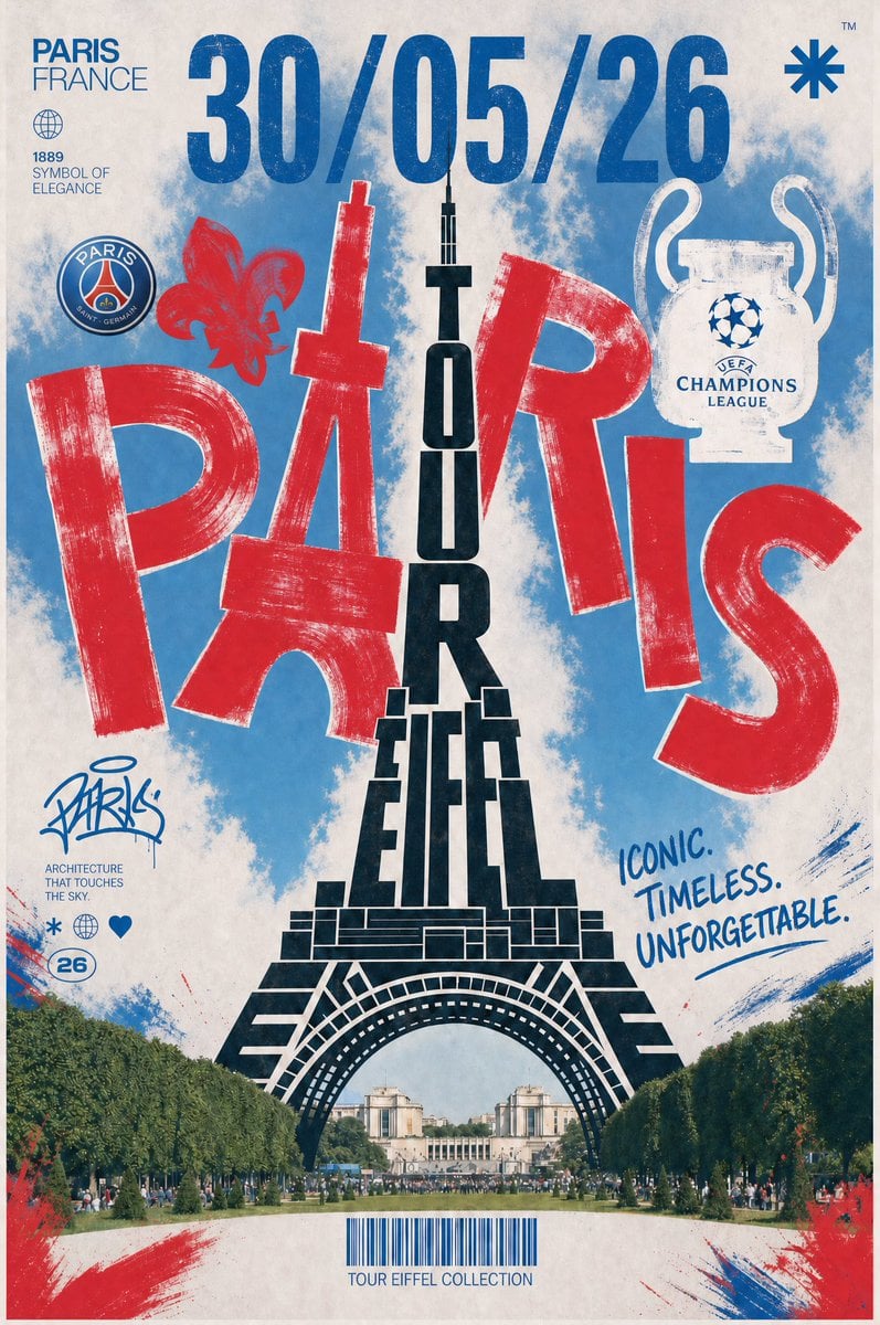 Vintage Paris Champions Final Poster preview