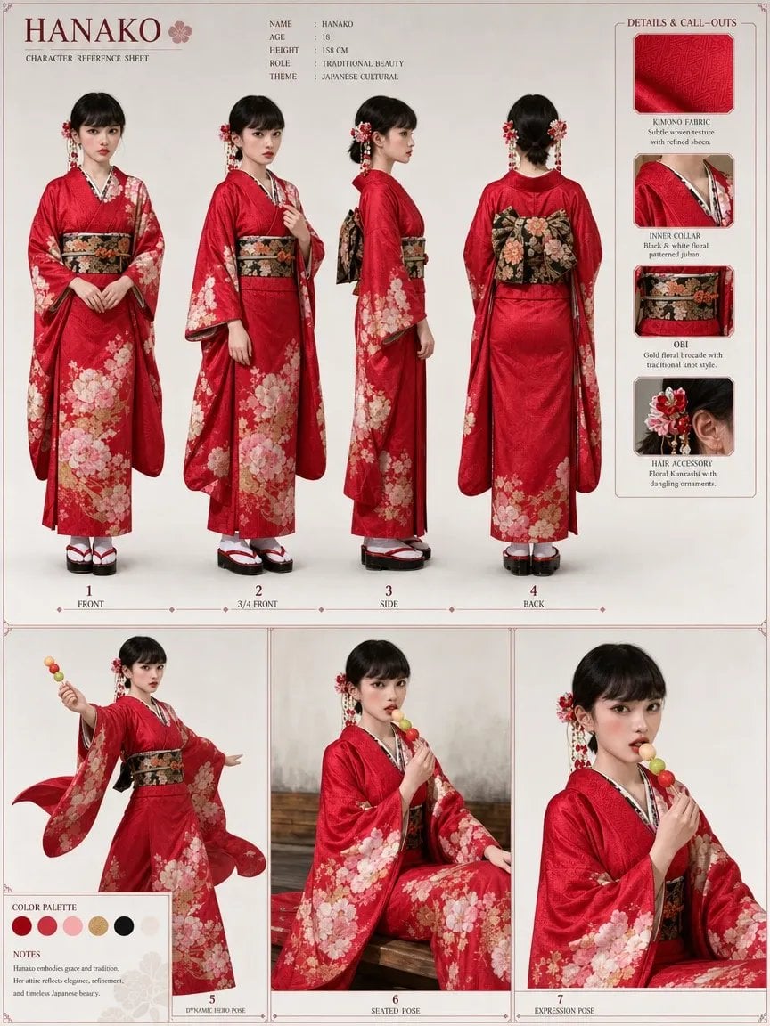 Japanese Kimono Character Sheet preview