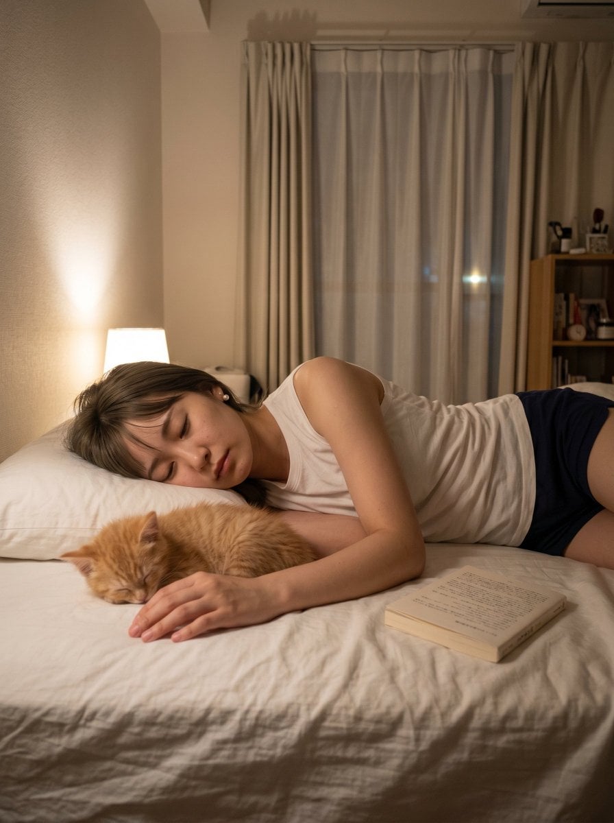 Cozy Bedroom Nap With Cat preview