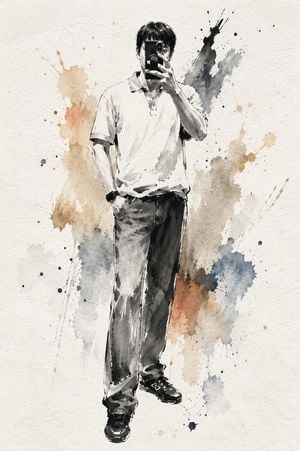 Artistic Ink Wash Portrait Sketch preview