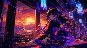 Neon Sunset Kimono Girl preview