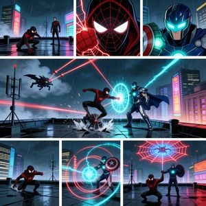 Rainy Cyberpunk Superhero Comic Page preview