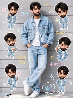 Denim Chibi Sticker Portrait Collage preview