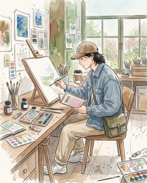 Minimalist Watercolor Urban Lifestyle Illustration preview