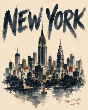 Vintage Watercolor City Poster preview
