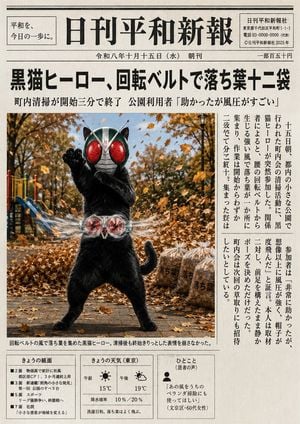 Japanese Newspaper Cat Hero Front Page preview