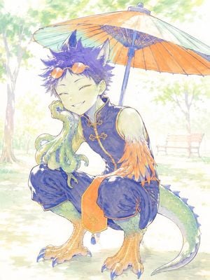 Watercolor Fantasy Dragon-Bird Boy preview