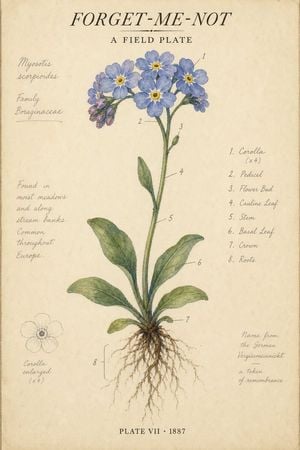 Vintage Botanical Forget-me-not Poster preview
