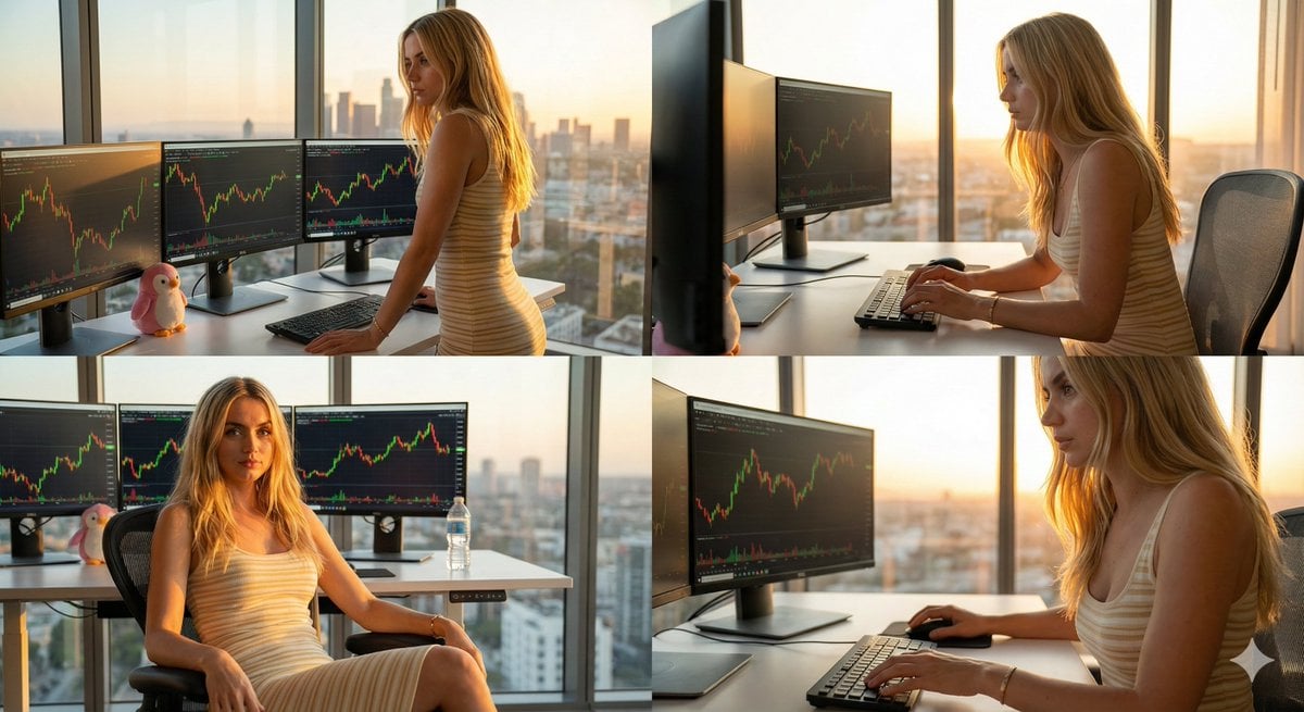 Four-Panel Collage of Trader in High-Rise Office preview