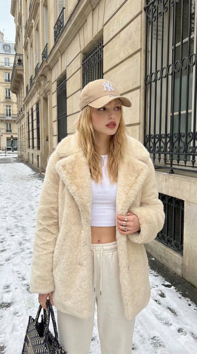 Street Style Fashion Photo in Snowy European City preview