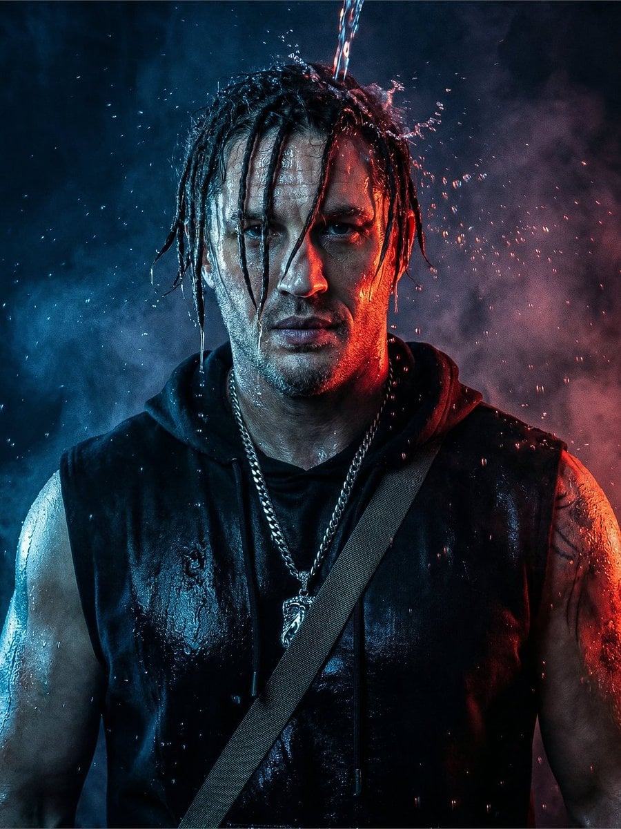 Dramatic Dual-Light Splash Portrait preview