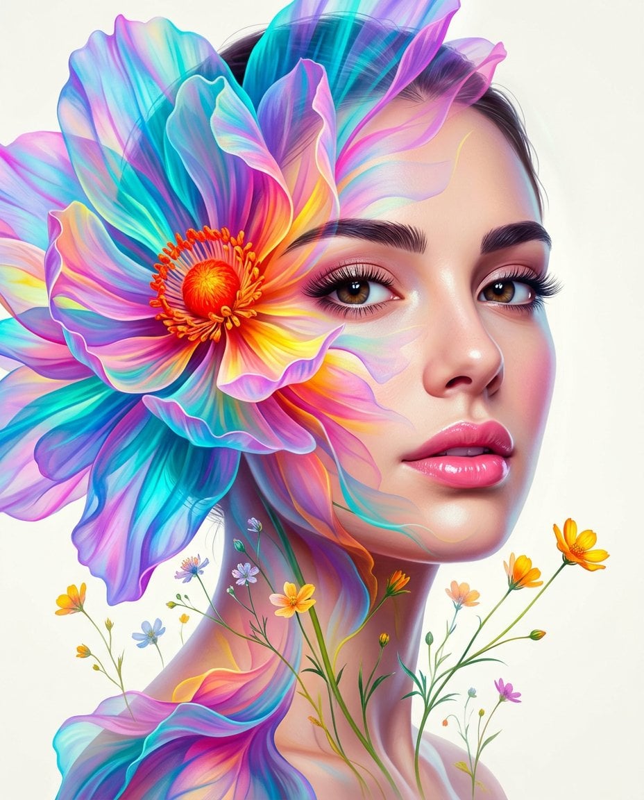 Surreal Double-Exposure Floral Portrait preview