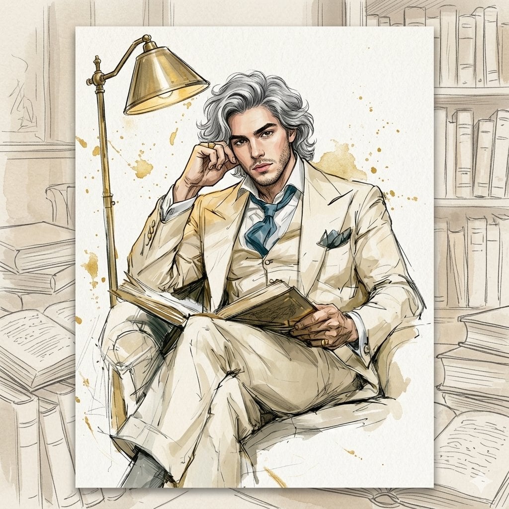 Ink and Watercolor Library Illustration preview