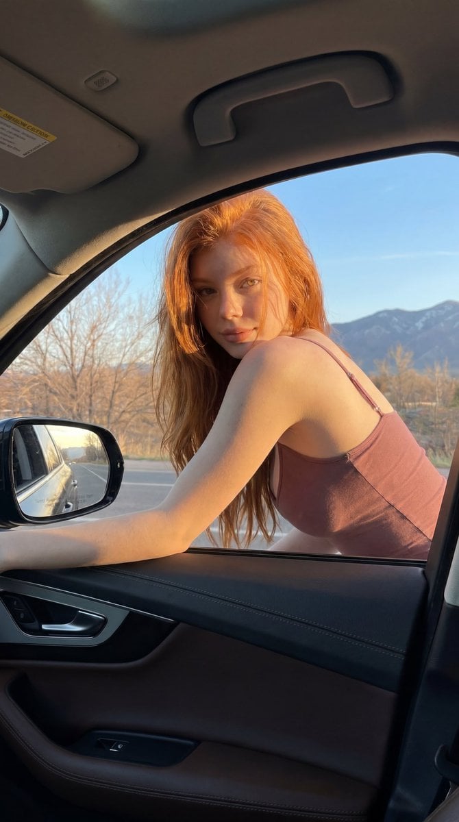 Red-Haired Woman Car Portrait preview