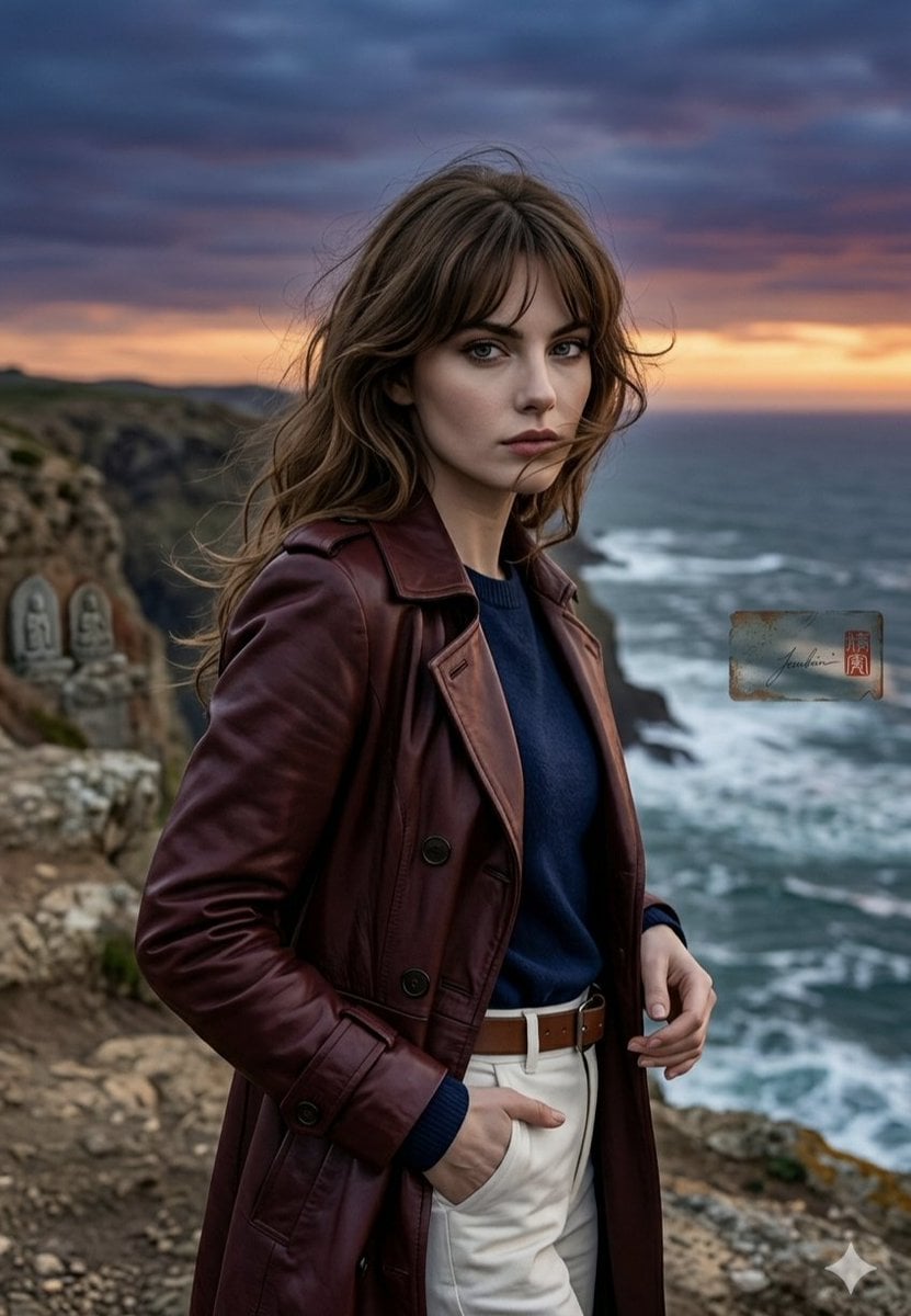 Anime Style Coastal Sunset Portrait preview