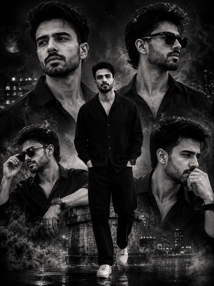 Cinematic Monochrome Portrait Collage preview