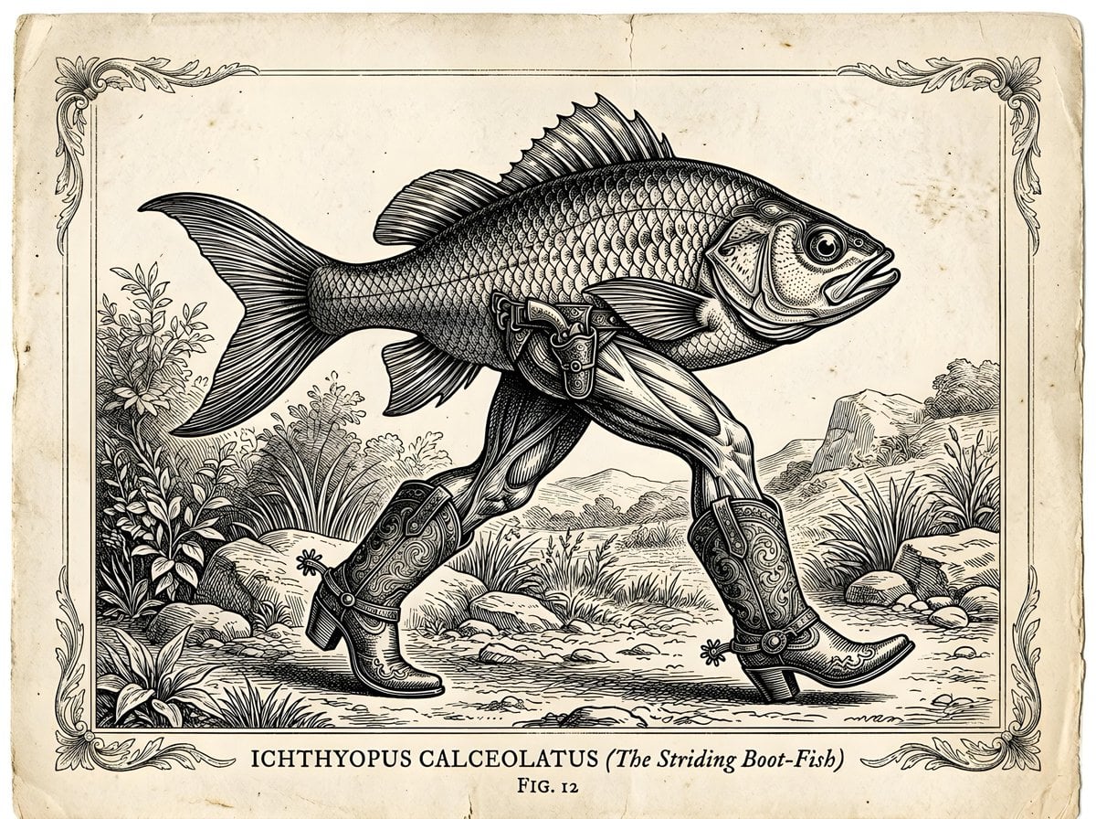 Vintage Intaglio Surreal Fish Illustration preview