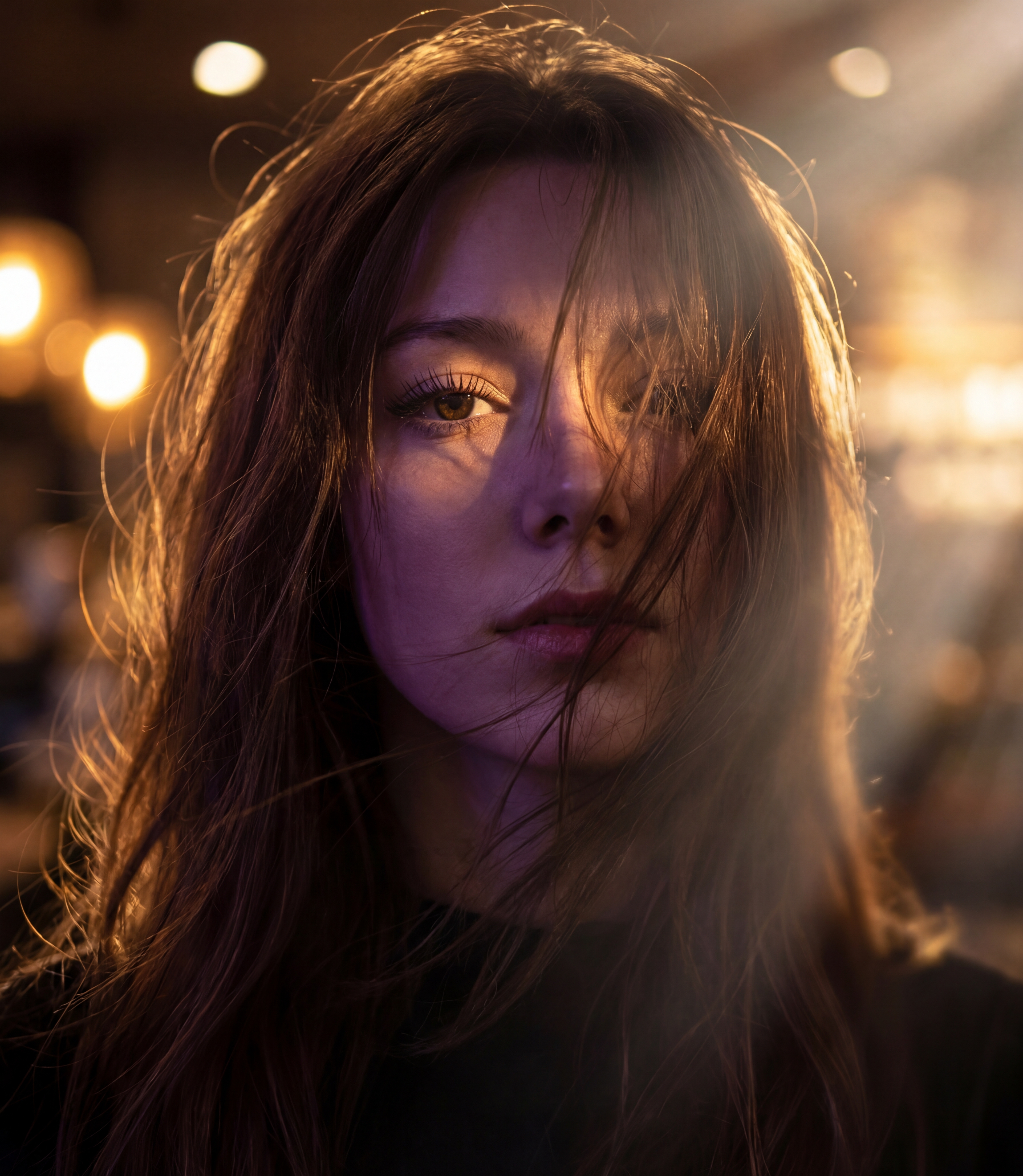 Messy Hair Glow Portrait - AI image template preview