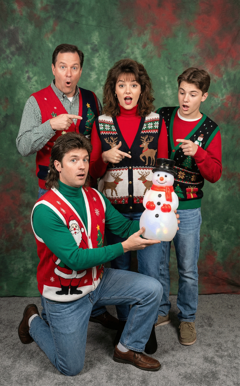 Awkward 90s Christmas Studio Portrait example 6