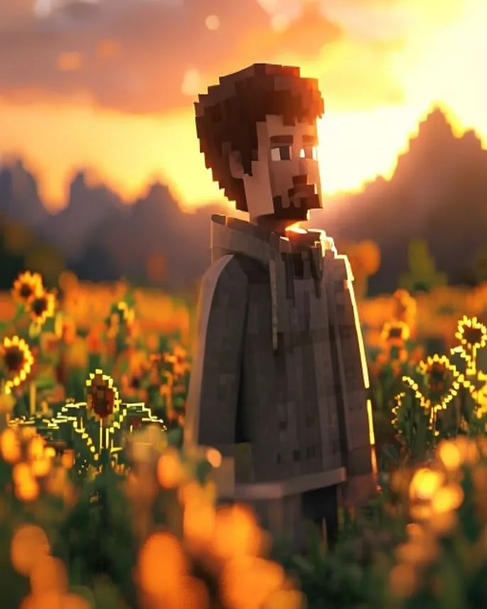 Hyper-Realistic Minecraft POV Portrait AI image template preview