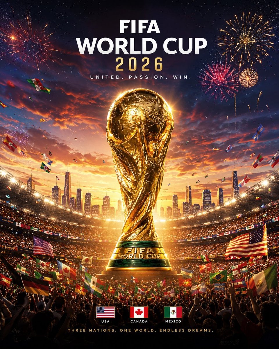 FIFA 2026 — Golden Trophy Stadium Night - AI image template preview